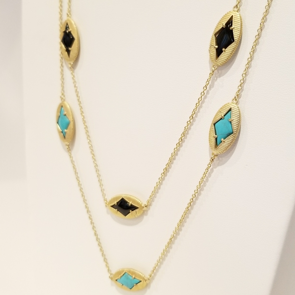 Diamond Shape Stationed Long Necklace. - Picture 8 of 8